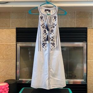 Francesca’s BlueRain blue/white stripe dress small